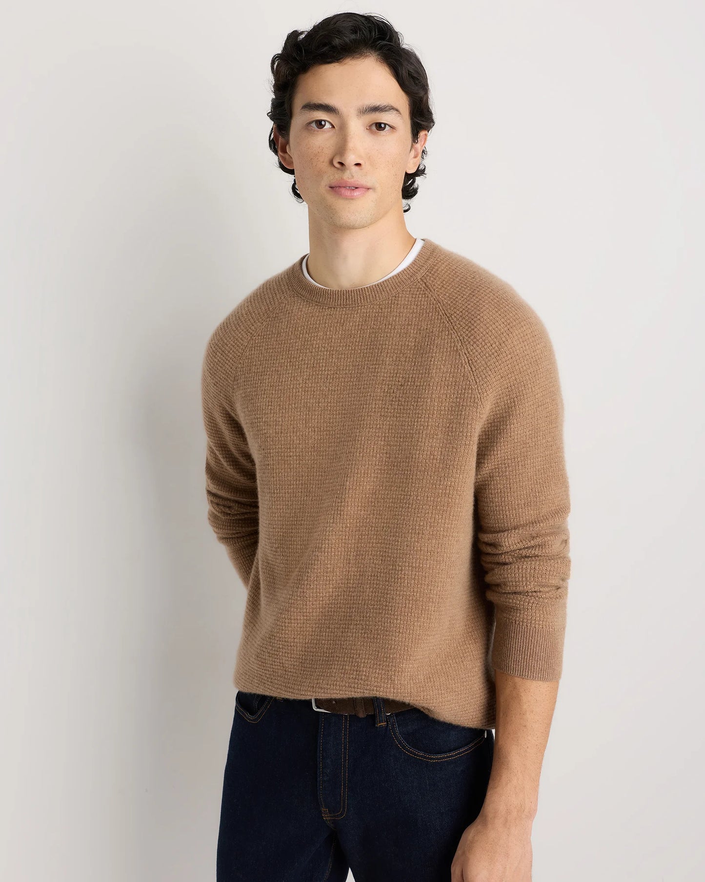 Mongolian Cashmere Waffle Sweatshirt - S / Faded Denim