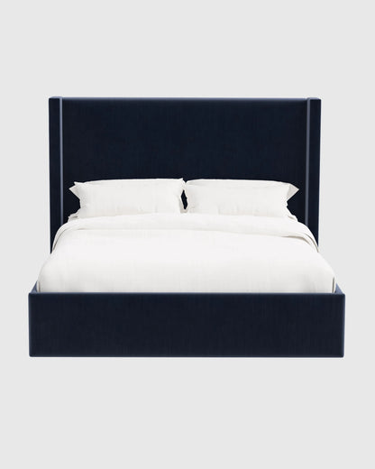 Wingback Bed in Performance Velvet - Full / Walnut