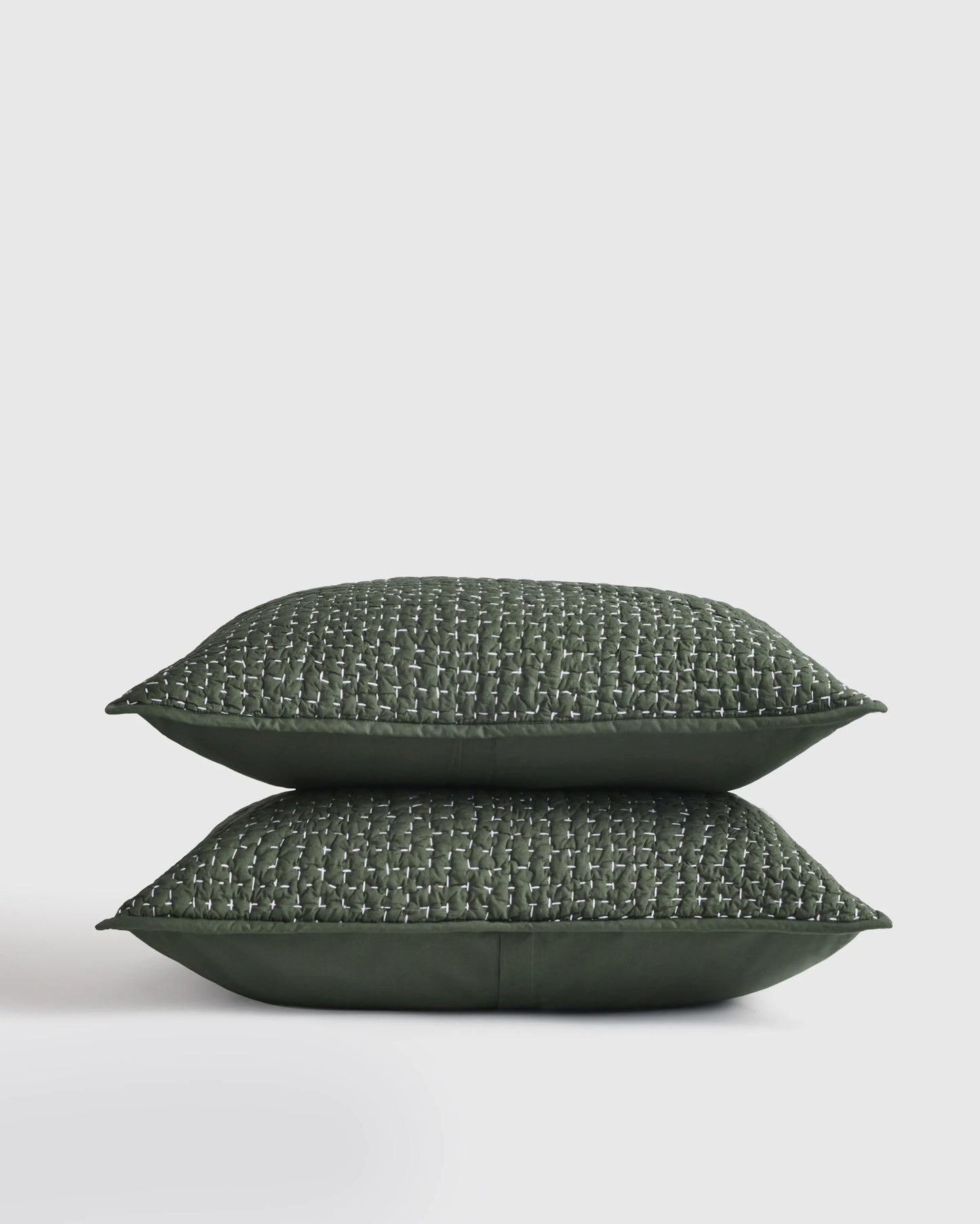 Organic Cotton Hand Stitched Quilted Sham Set - Standard / Ocean