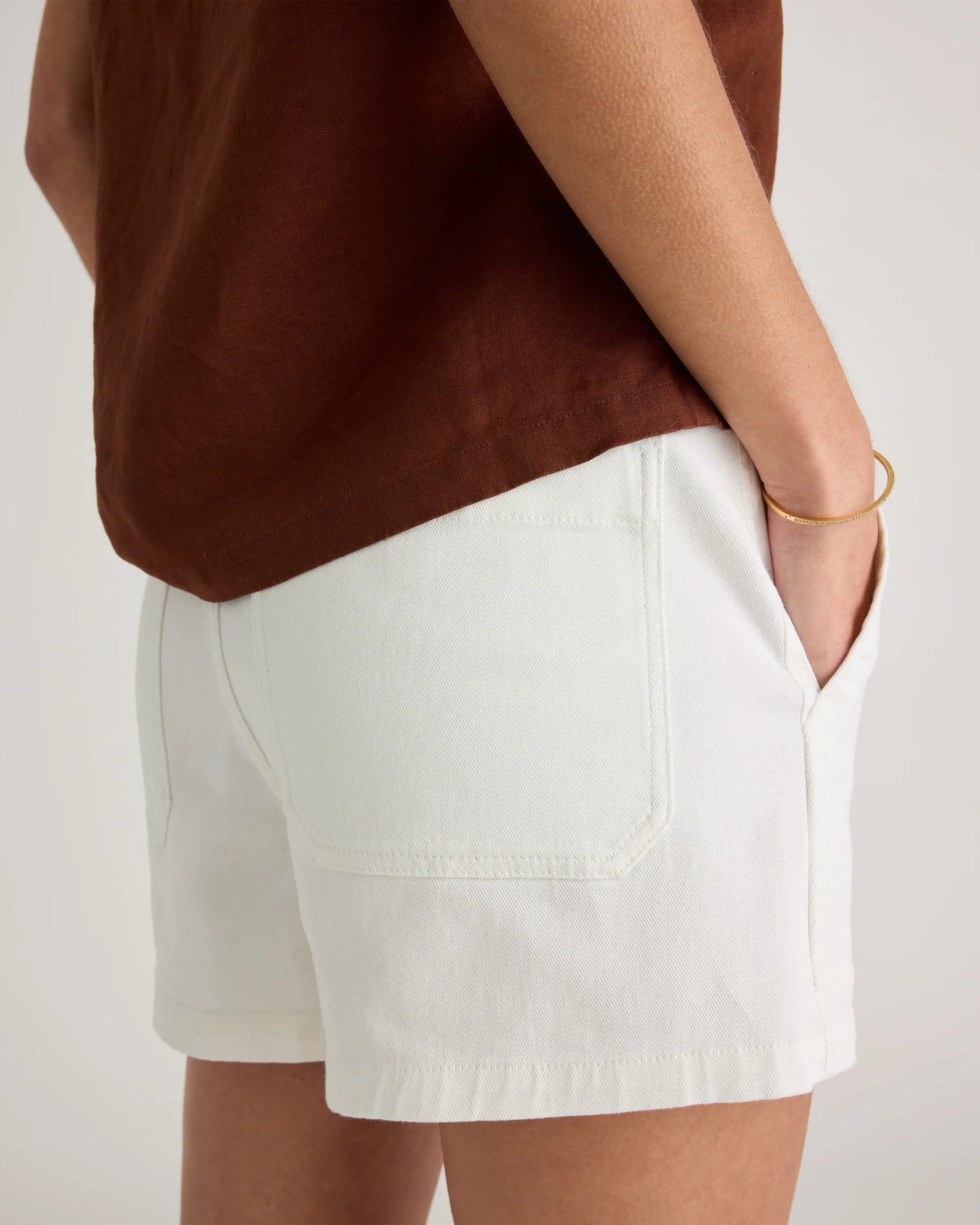 Organic Stretch Cotton Twill Utility Shorts - 0 / Ivory
