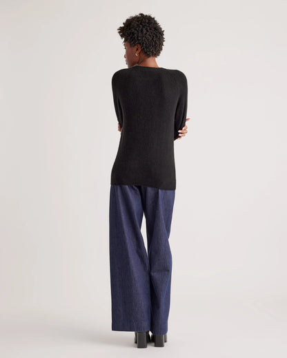100% Yak Wool Crewneck Sweater - XS / Black