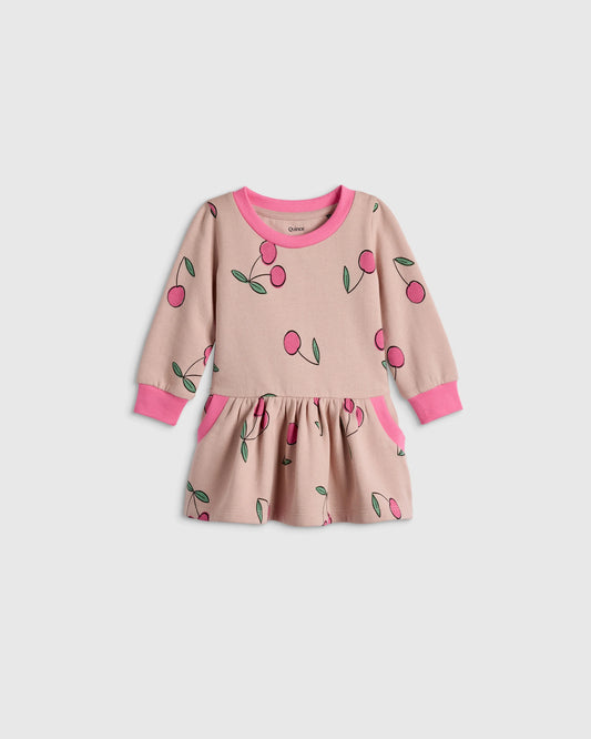 Cozy Fleece Sweatshirt Dress - 12-18M / Cherries
