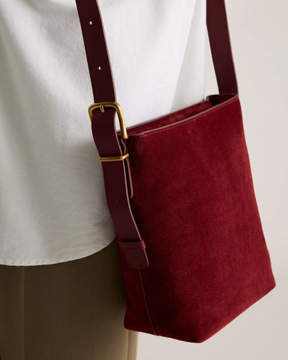 Italian Suede Bucket Crossbody - One Size / Sand