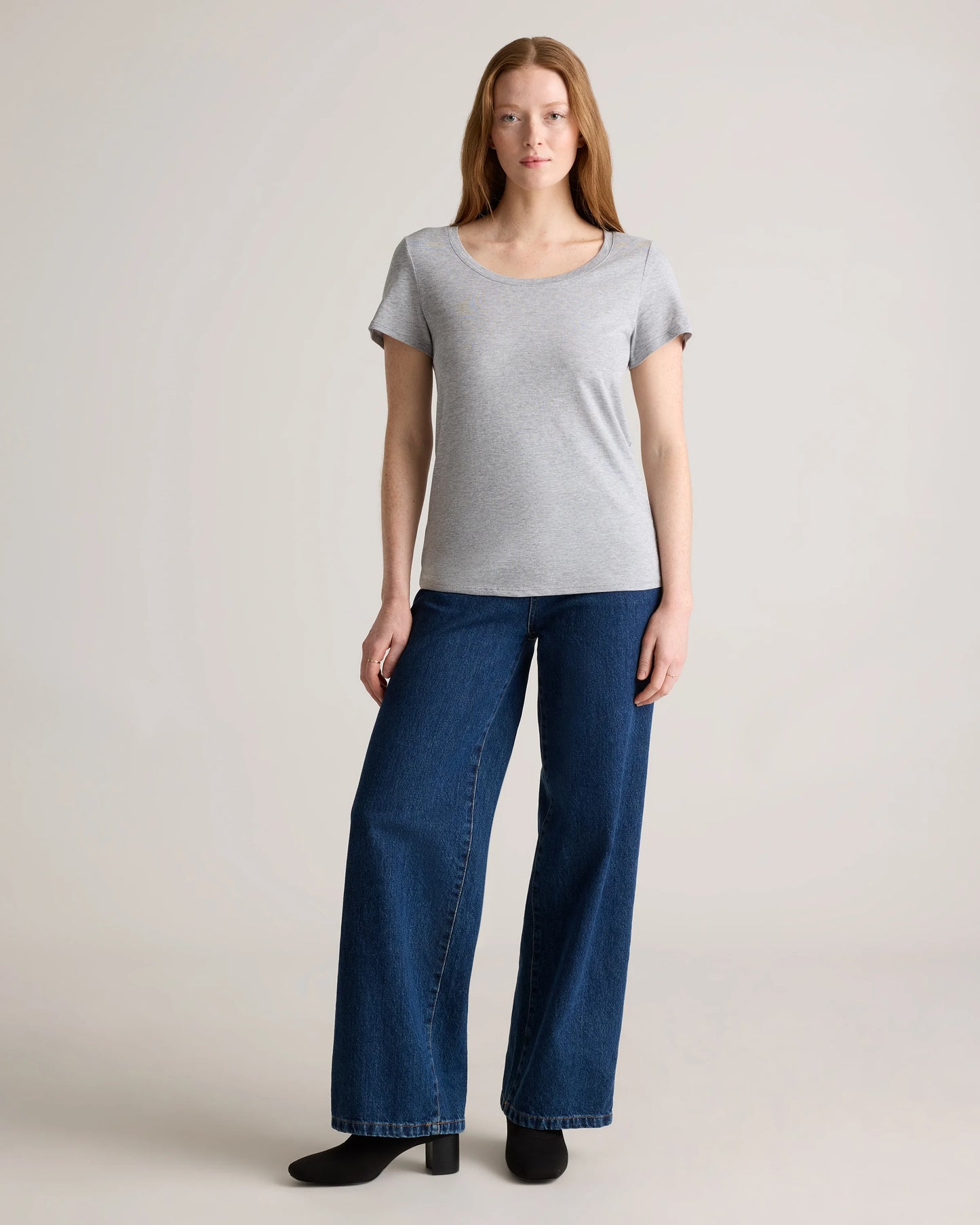 Cotton Modal Scoop Neck Tee - XS / Navy