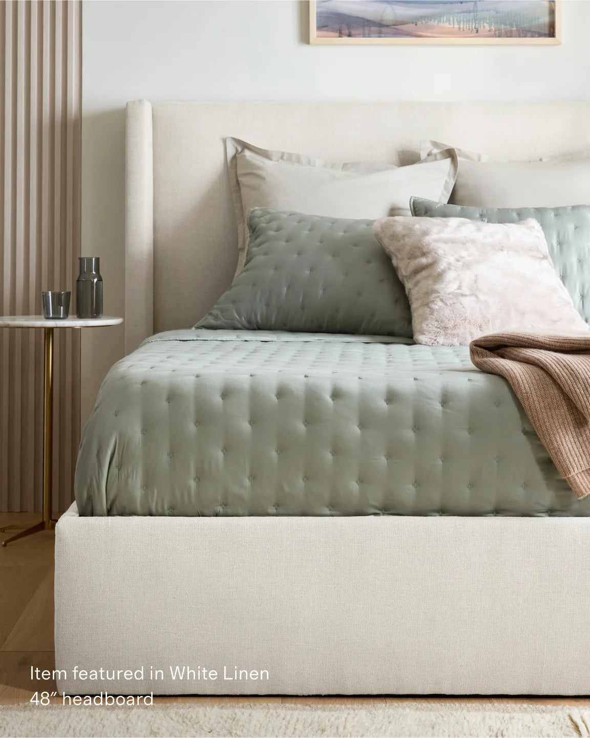 100% Linen Wingback Bed - Full / Canvas
