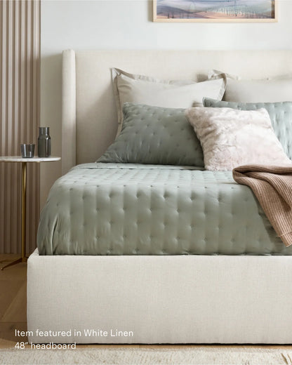 100% Linen Wingback Bed - Full / Canvas