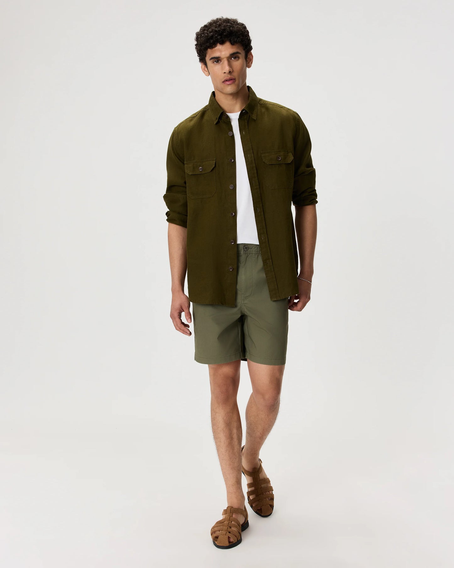 Organic Stretch Cotton Pull On Chino Shorts - 7" - XS / Sand Dune