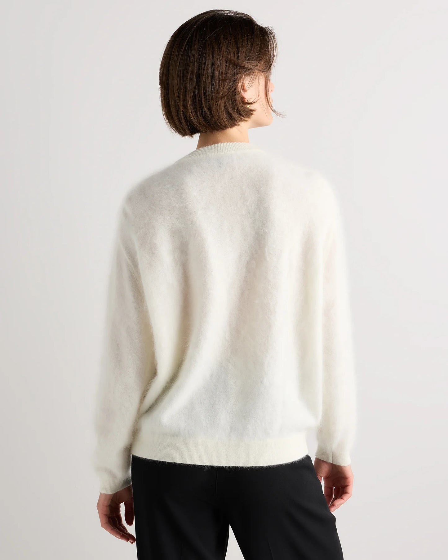 Brushed Cashmere Oversized Crewneck Sweater - XS / Heather Grey