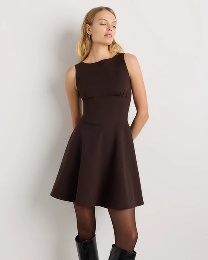 Organic Stretch Jersey Drop Waist Mini Dress - XS / Espresso