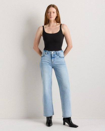 Luna Stretch Relaxed Straight Jeans - 24 / Cool Blue