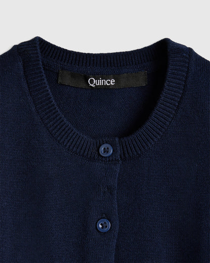 100% Organic Cotton Crewneck Cardigan - 0-3M / Ivory