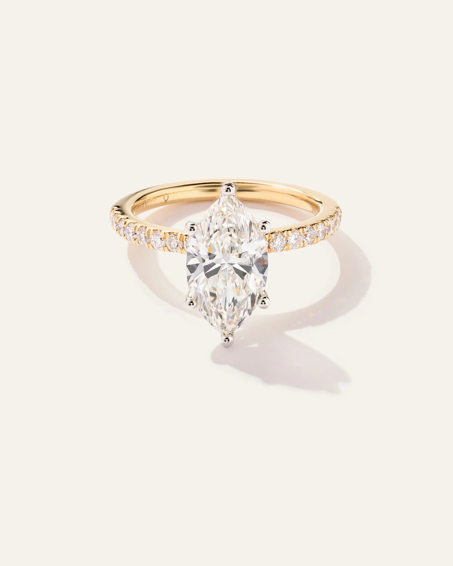 Lab Grown Diamond Marquise Petite Pave Engagement Ring - 2.5ct - 4 / Yellow Gold