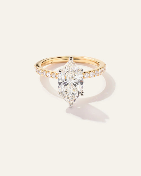 Lab Grown Diamond Marquise Petite Pave Engagement Ring - 2.5ct - 4 / Yellow Gold