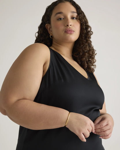 Washable Stretch Silk Tank - 1X / Navy