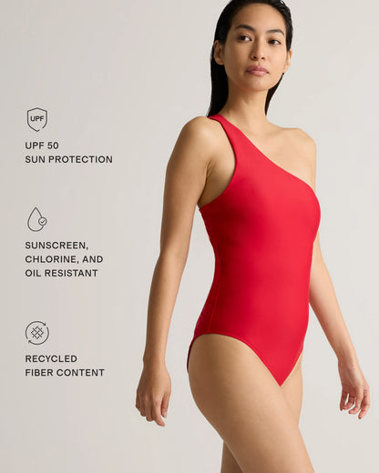 Italian One Shoulder One-Piece Swimsuit - XS / Palm