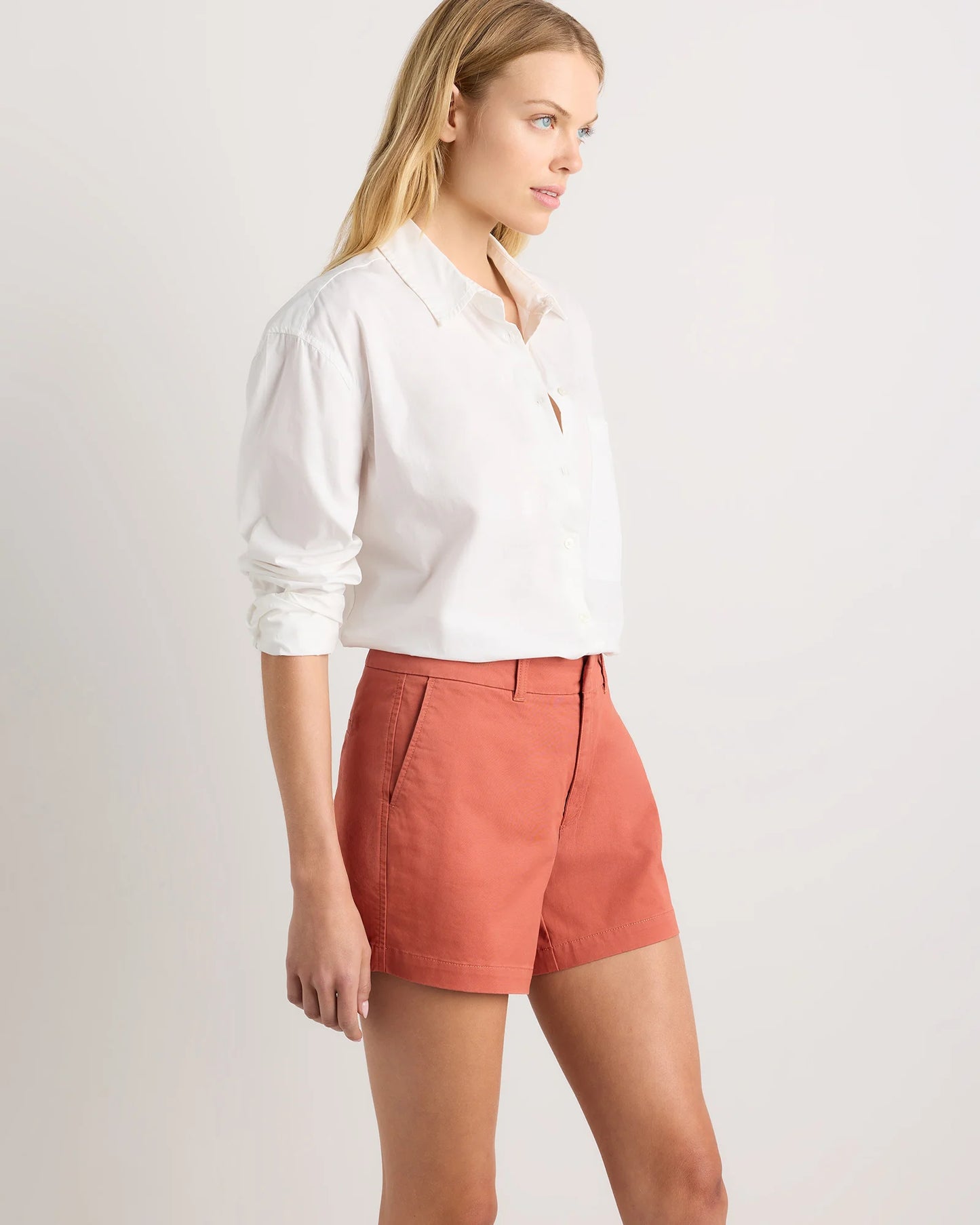 Organic Stretch Cotton Chino Shorts - 0 / Shell Pink