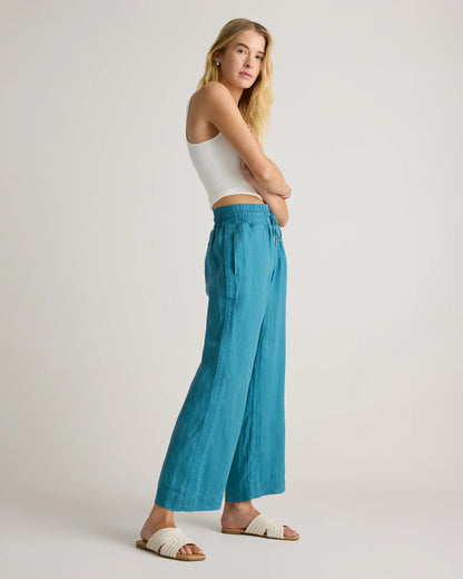 100% European Linen Wide Leg Pants - XS / Flax