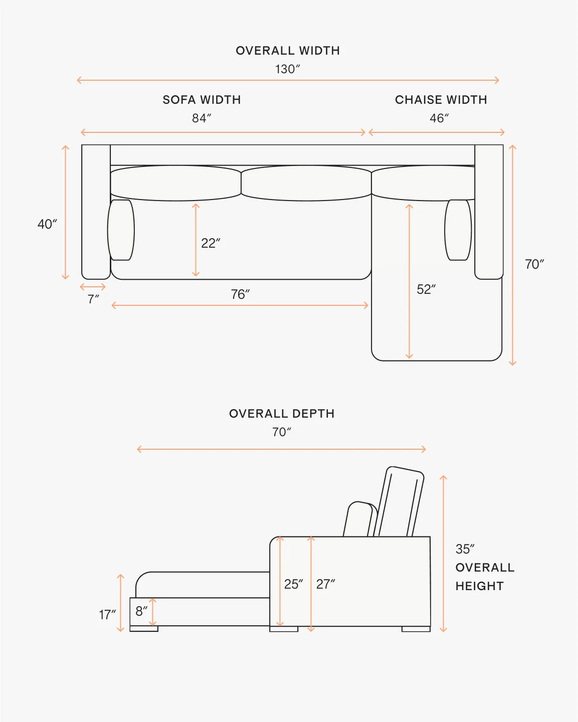 Oasis Chaise Sectional in Performance Linen - Right Arm / Sand