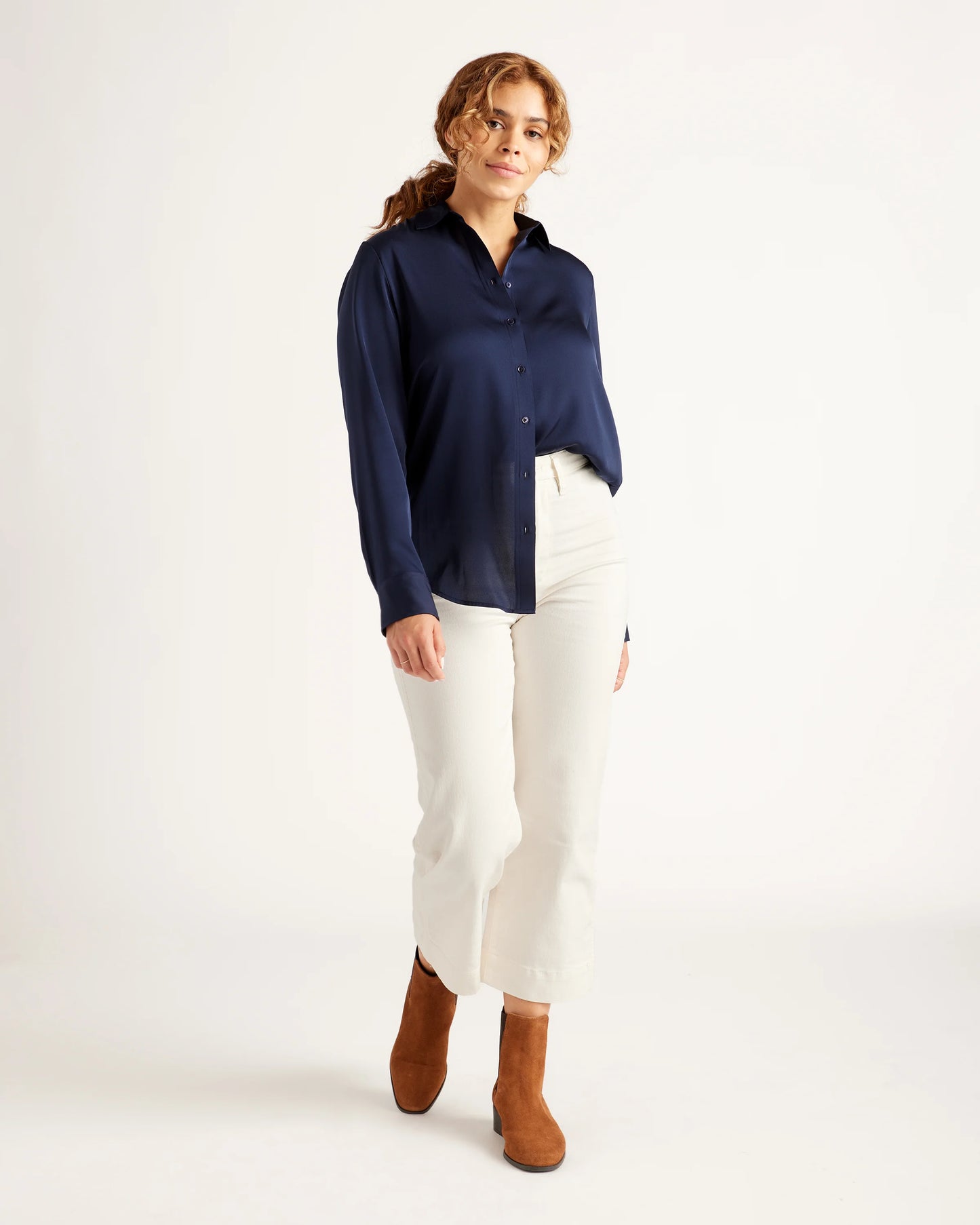 Washable Stretch Silk Blouse - XS / Moonstone Blue
