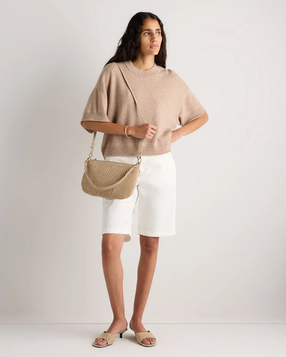 Sloane Suede Handwoven Mini Shoulder Bag - One Size / Pebble