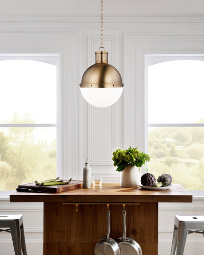 Industrial Shaded Globe Pendant - 13" / Brass