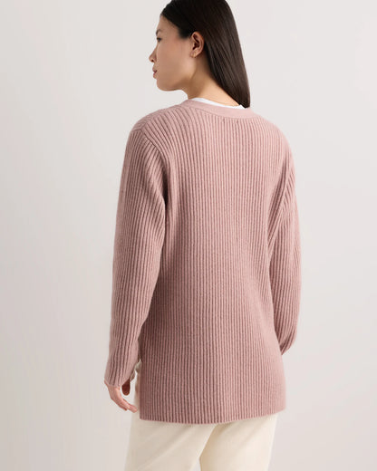 Mongolian Cashmere Ribbed Side Zip Maternity Sweater - XS / Heather Vintage Pink