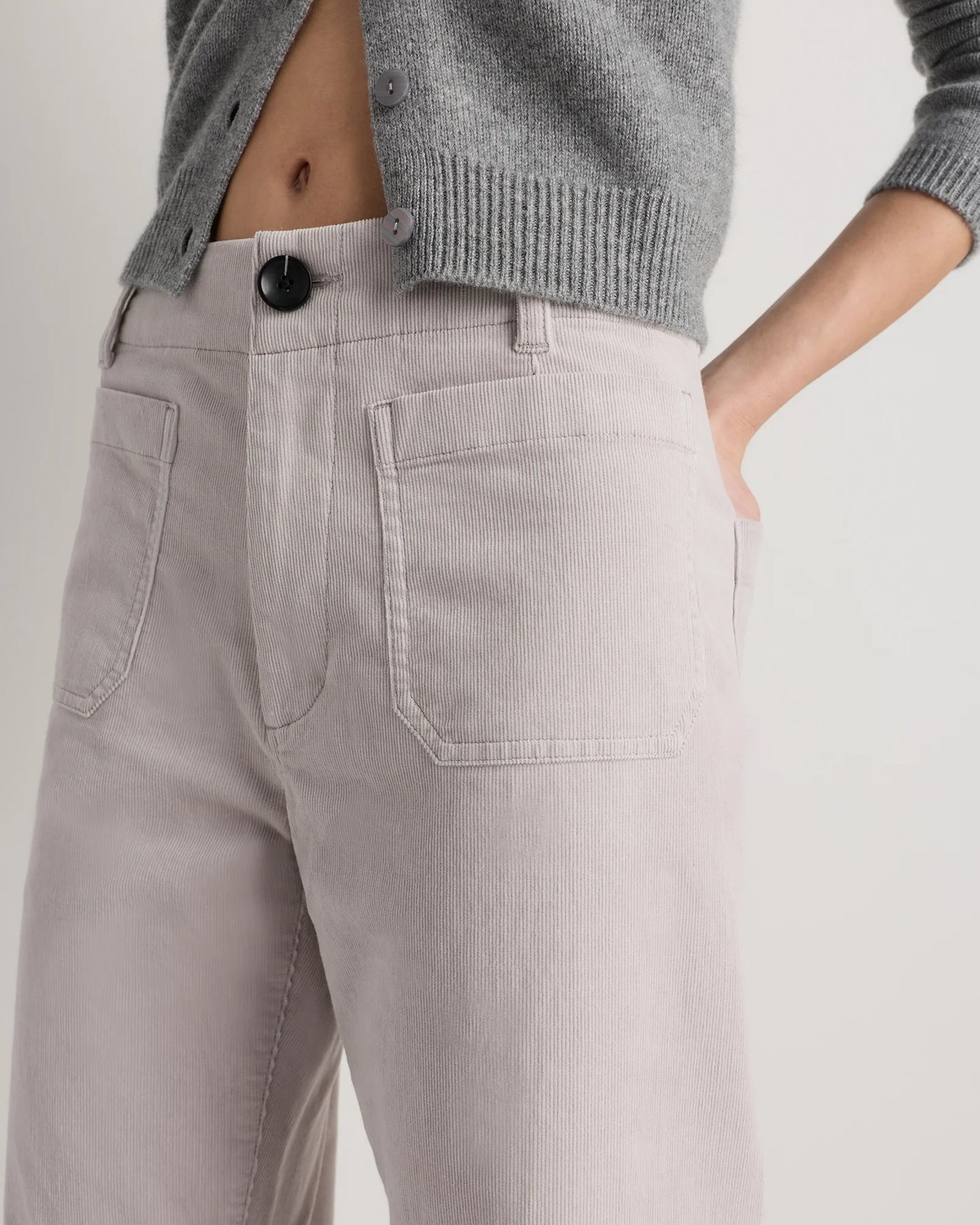 Organic Stretch Corduroy Cropped Wide Leg Pants - 0 / Black