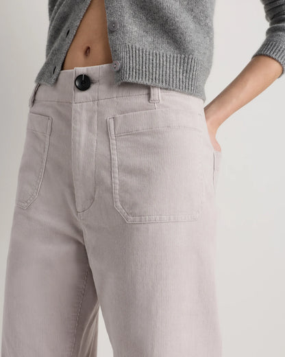 Organic Stretch Corduroy Cropped Wide Leg Pants - 0 / Black