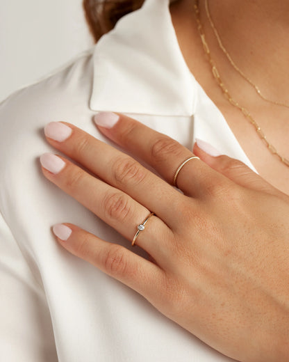 14K Gold Solo Diamond Bezel Ring - 4 / Yellow Gold