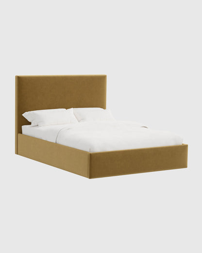 Square Bed in Performance Velvet - Full / Butterscotch