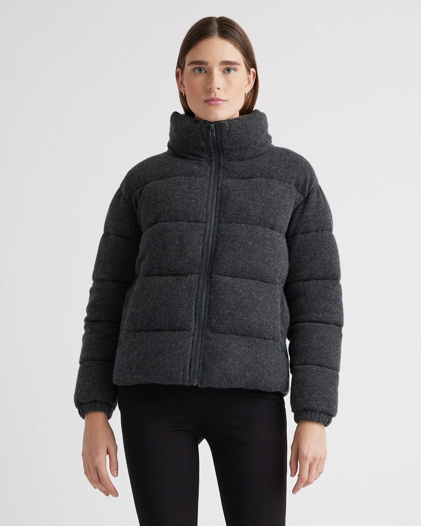 Mongolian Cashmere Puffer Jacket - XS / Brown