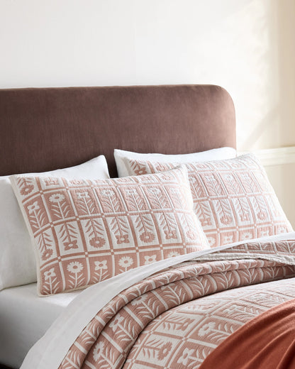 Organic Cotton Jacquard Floral Coverlet - Twin / Blue Fog