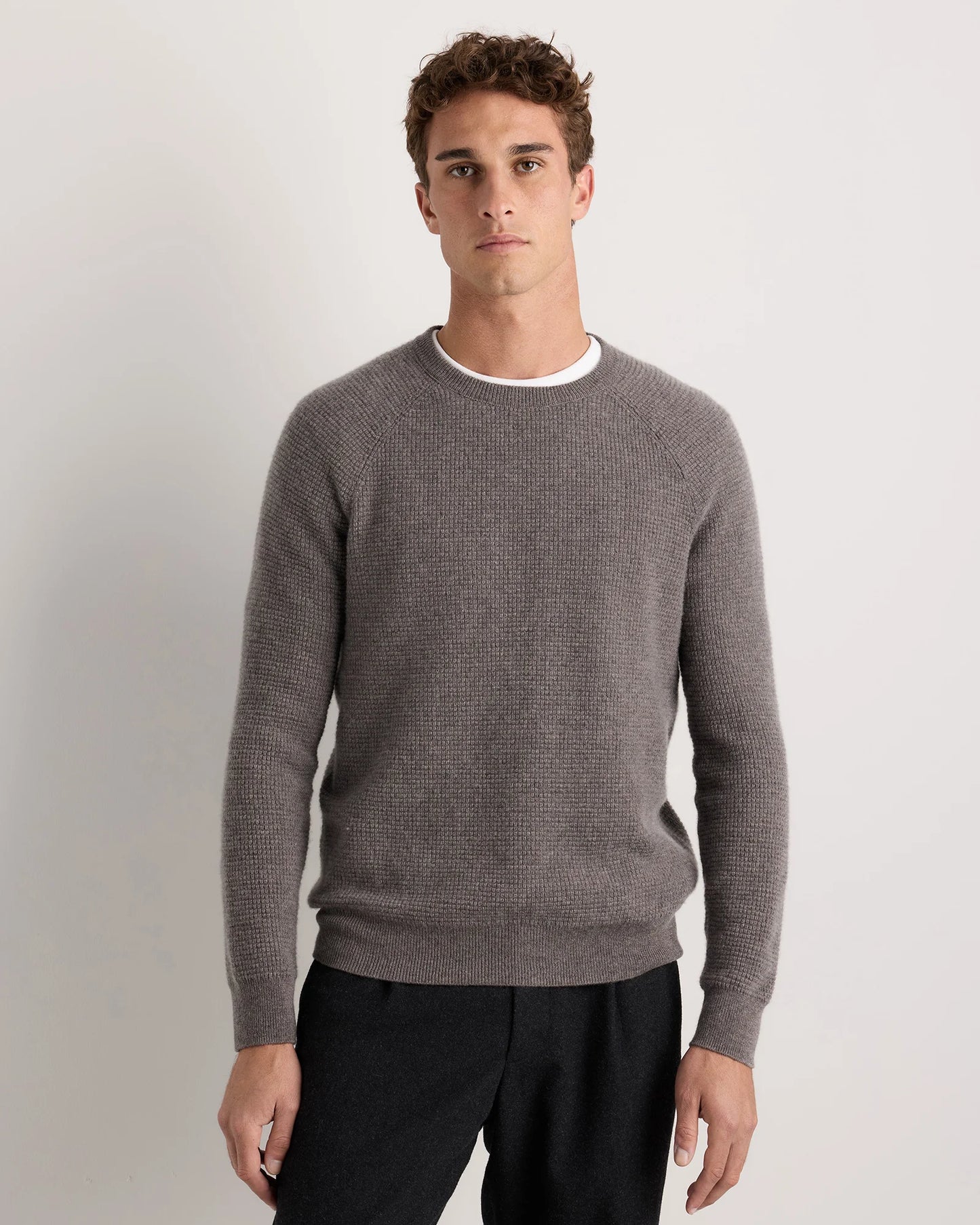 Mongolian Cashmere Waffle Sweatshirt - S / Faded Denim
