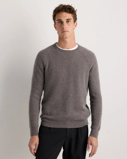 Mongolian Cashmere Waffle Sweatshirt - S / Faded Denim