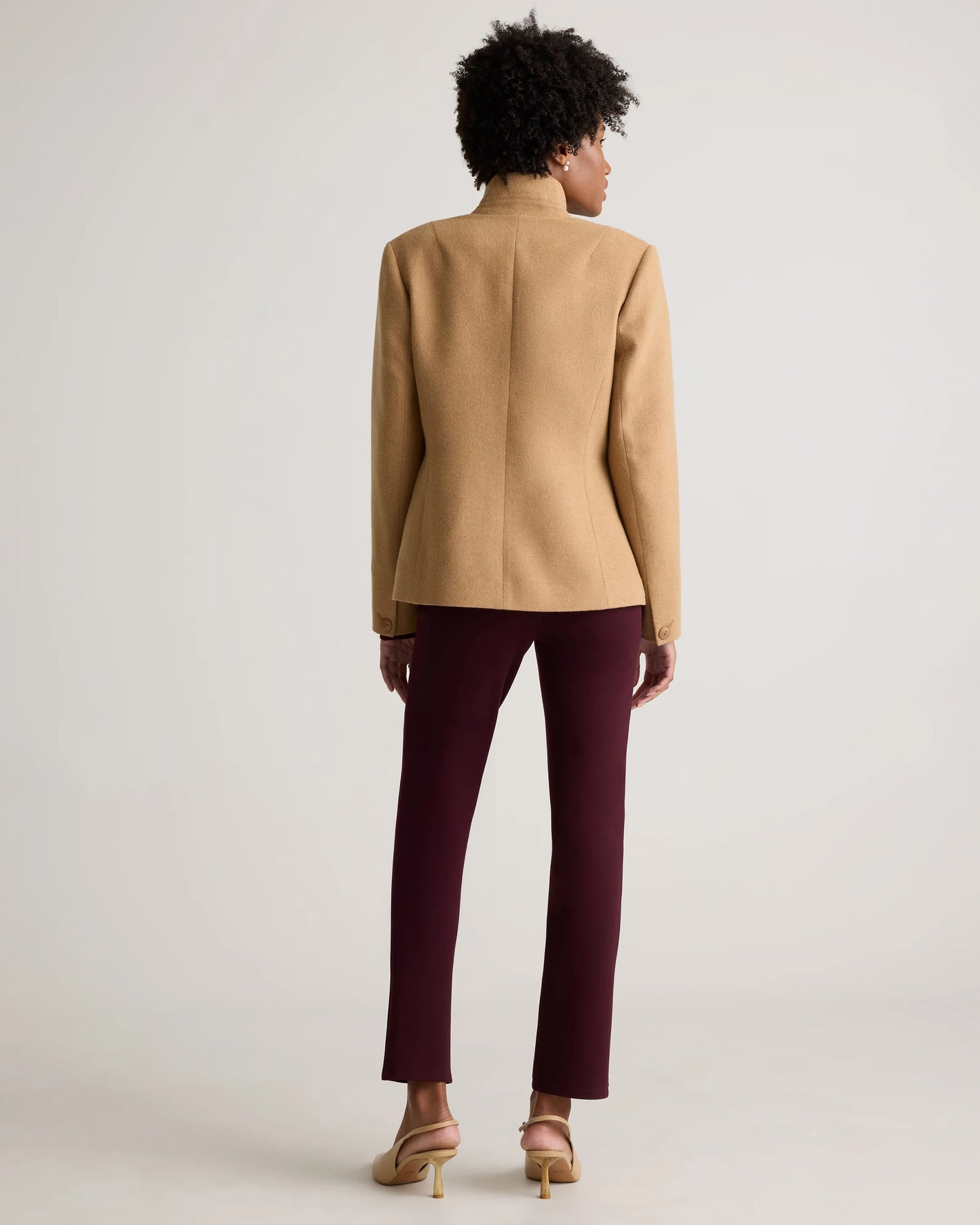 Italian Wool Stand Collar Blazer - XS / Warm Camel