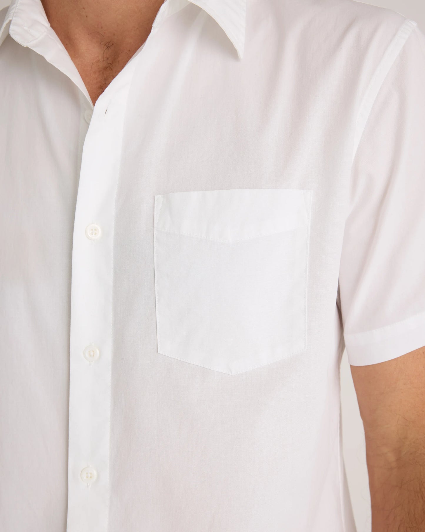 Organic Cotton Stretch Poplin Short Sleeve Shirt - S / Light Blue