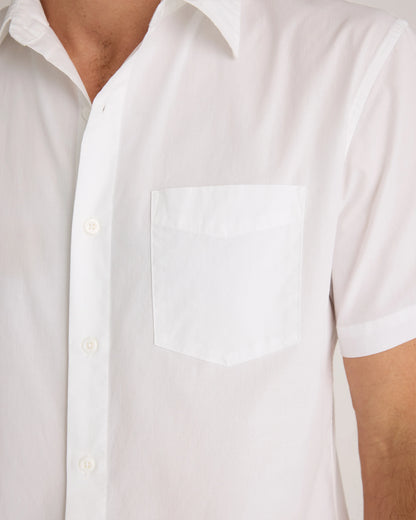 Organic Cotton Stretch Poplin Short Sleeve Shirt - S / Light Blue