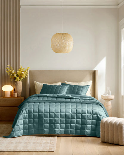 Bamboo Box Quilted Sham Set - Standard / Sage