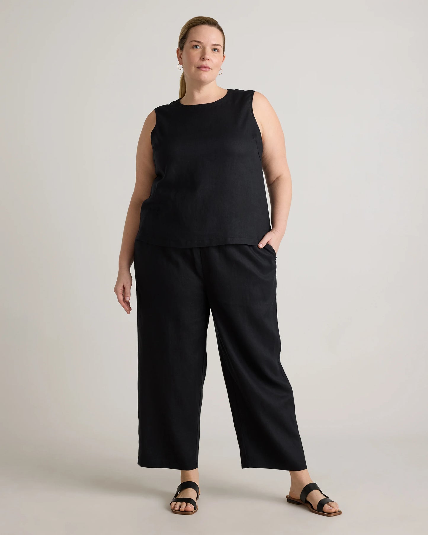100% European Linen Tank - 1X / White
