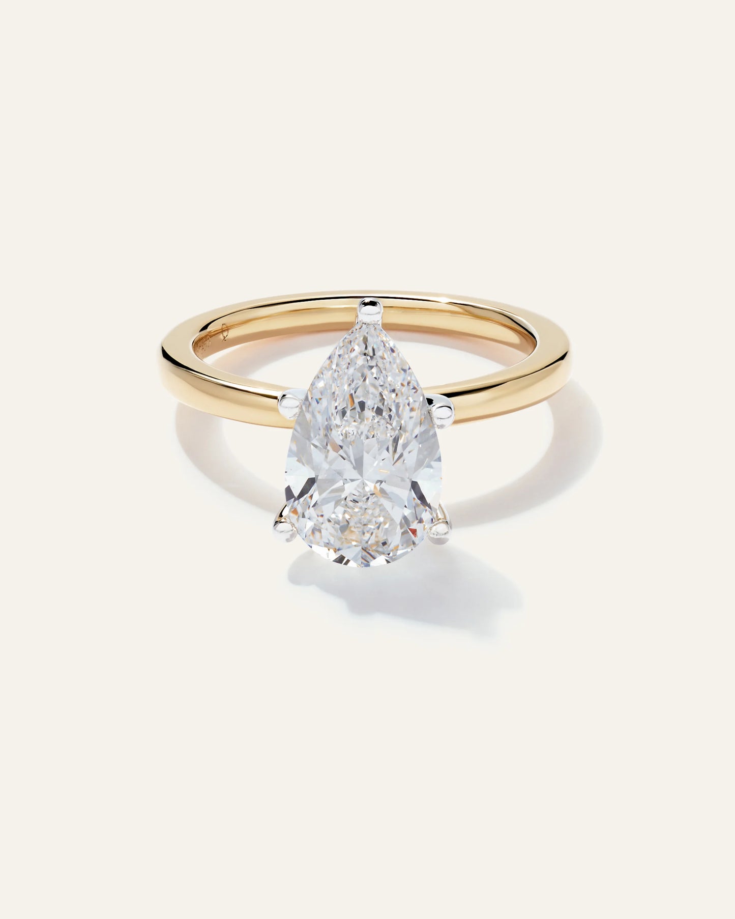 Lab Grown Diamond Pear Comfort Fit Engagement Ring - 3ct - 4 / Yellow Gold