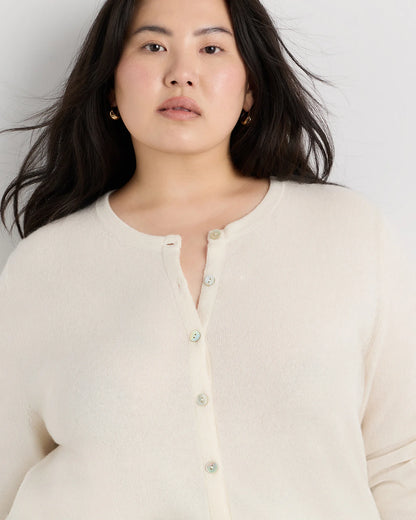 Mongolian Cashmere Cardigan Sweater - 1X / Ivory