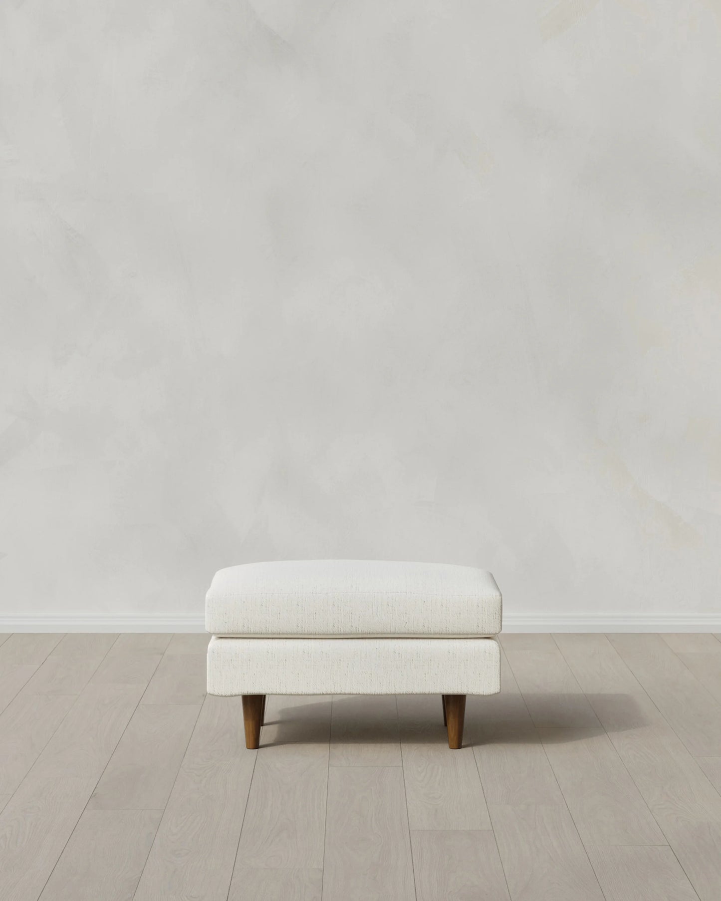 Atlas Midcentury Ottoman in Performance Chenille Linen Blend - 31.5" / Snow