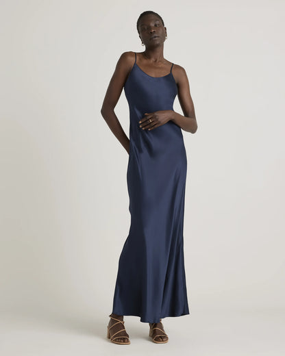 100% Washable Silk Maxi Slip Dress - XS / Cordovan Red Hibiscus