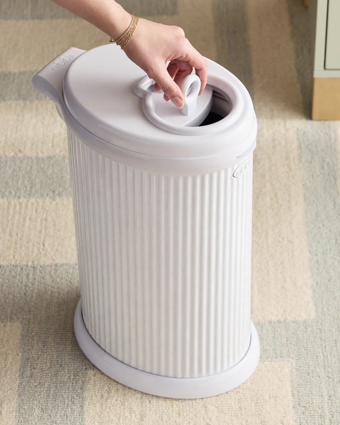 Ubbi Fluted Stainless Steel Diaper Pail - One Size / Matte White Fluted
