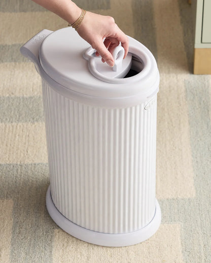 Ubbi Fluted Stainless Steel Diaper Pail - One Size / Matte White Fluted