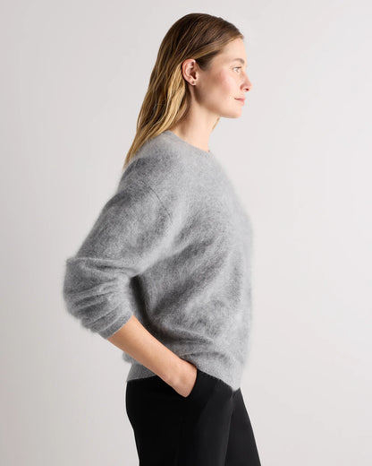 Brushed Cashmere Oversized Crewneck Sweater - XS / Heather Grey
