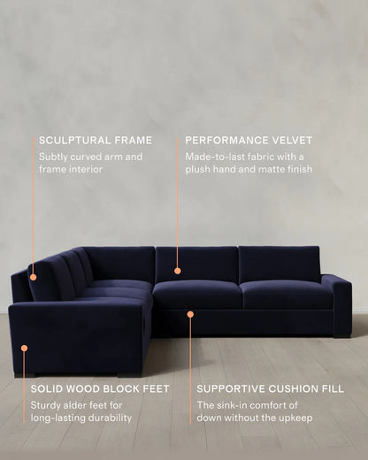 Stillman L Sectional in Performance Velvet - 116x116 / Java