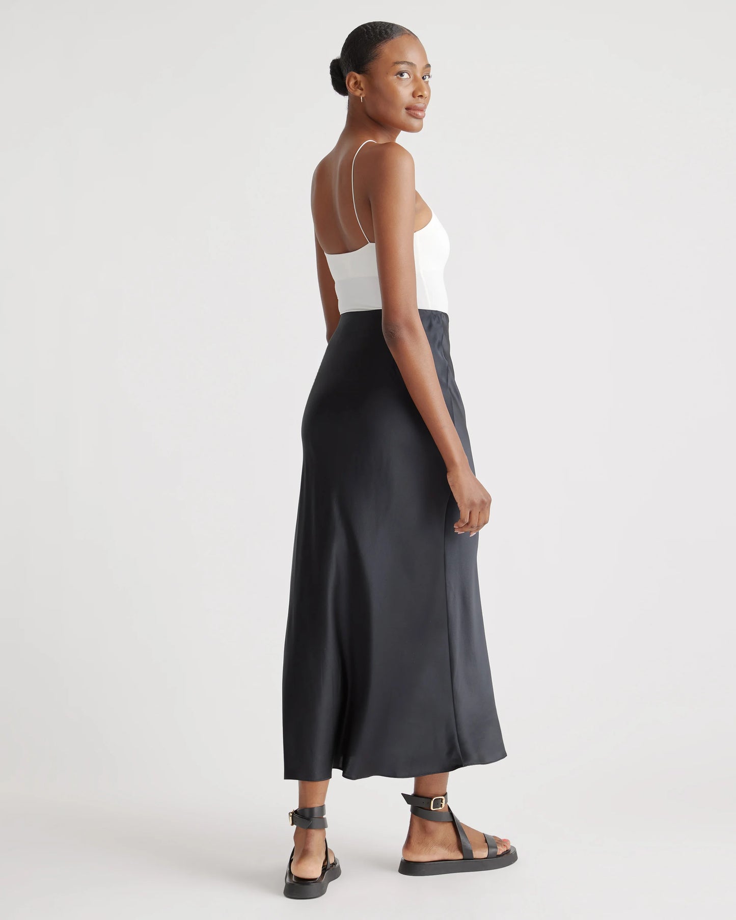 100% Washable Silk Maxi Skirt - XS / Champagne