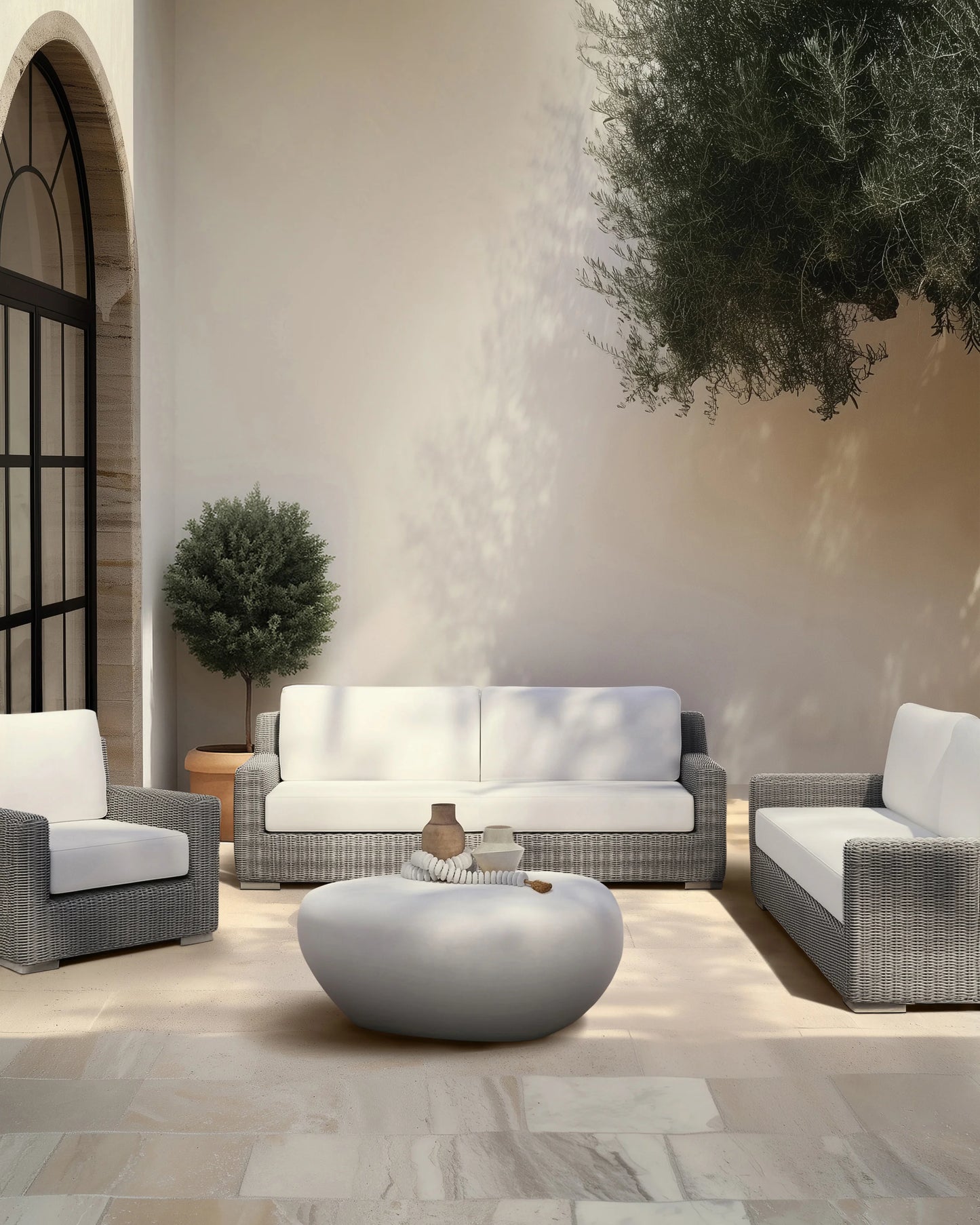 Classic All-Weather Wicker Outdoor Lounge Chair - One Size / Natural Weave