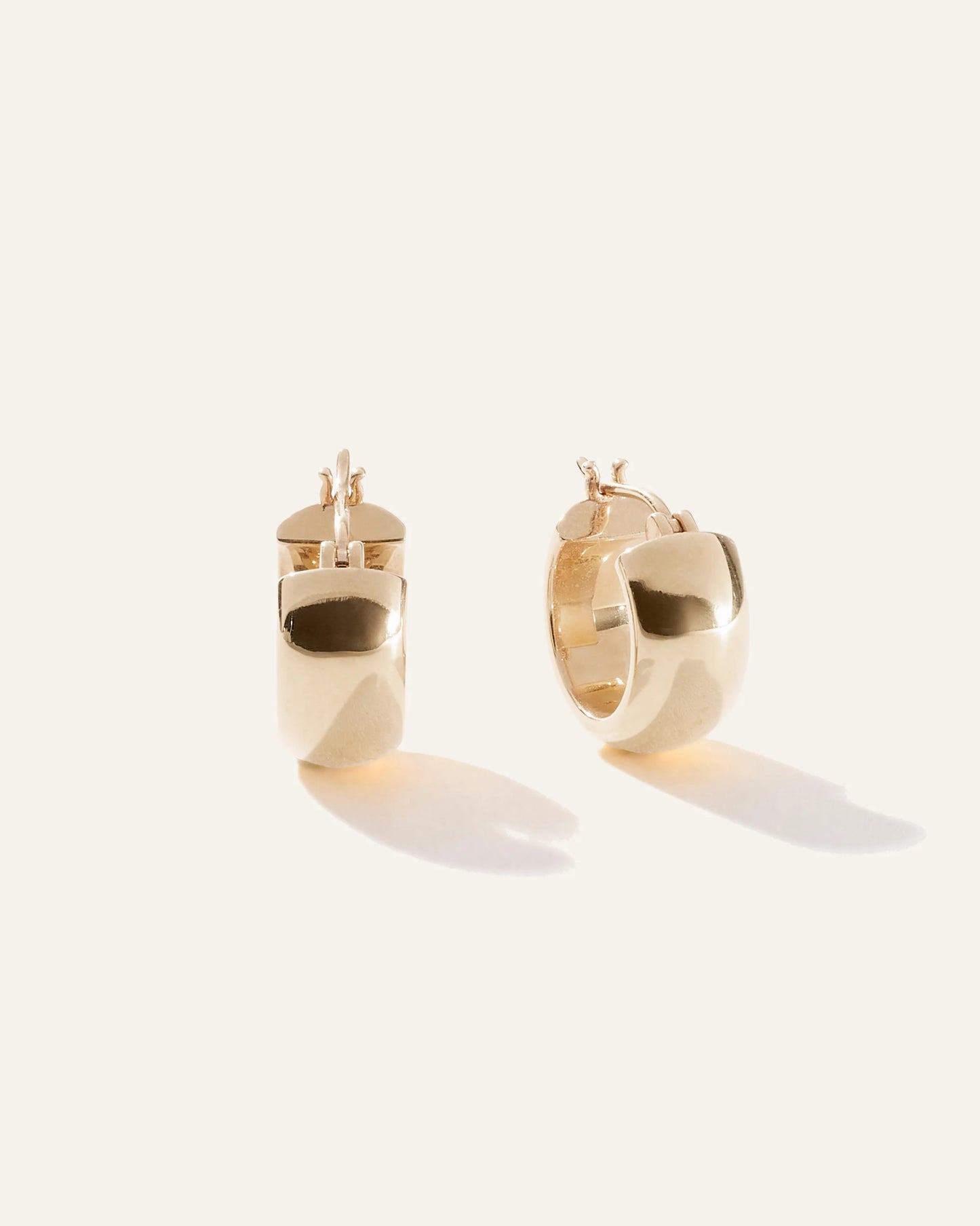 14K Gold Wide Huggies - One Size / Yellow Gold
